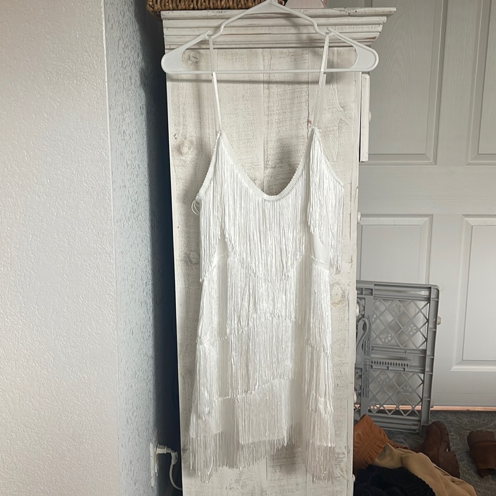 Fringe white dress